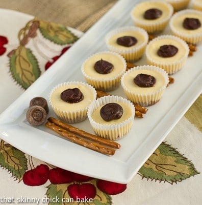 Mini Rolo Cheesecakes with Pretzel Crust