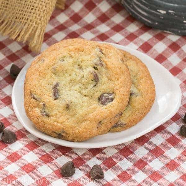 Thin Chewy Chocolate Chip Cookies | For those times you want a bigger, thinner, chewy cookie!