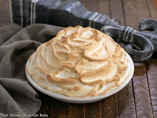 Side view of brownie baked alaska