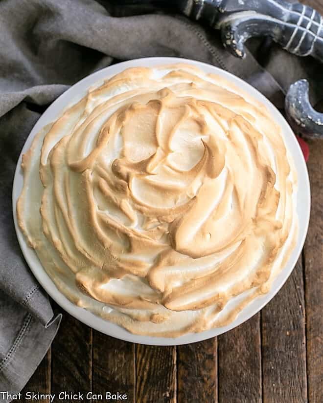 Overhead view of Brownie Baked Alaska recipe.