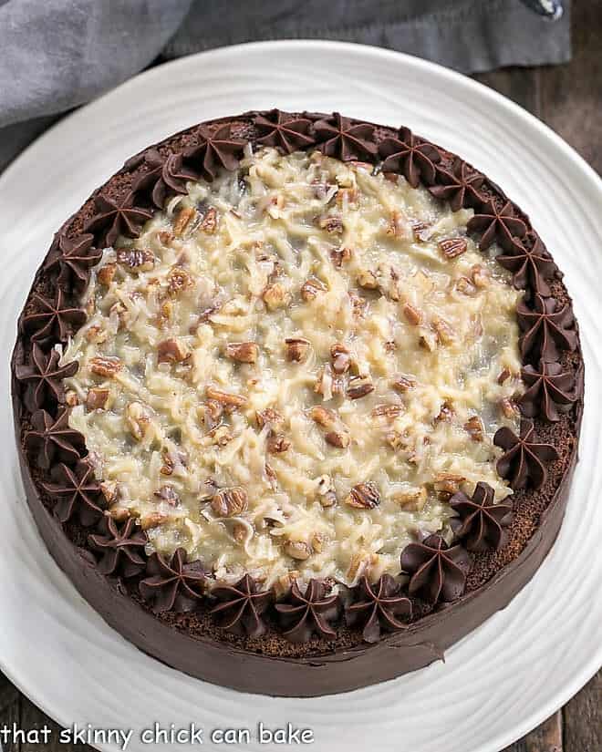 Overhead view of Classic German Chocolate Cake.