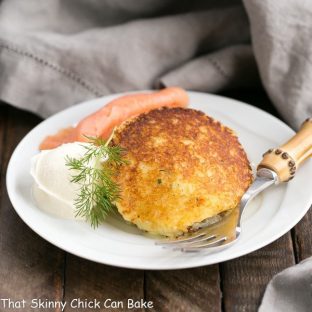 Gruyere Potato Cakes | Cheesy, herbed mashed potatoes fried to perfection