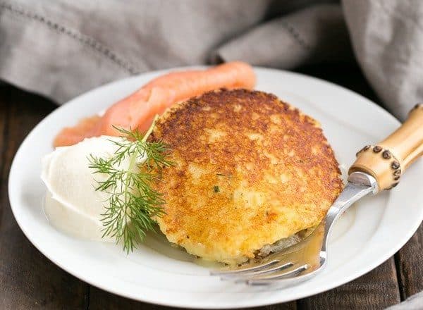Gruyere Potato Cakes | Cheesy, herbed mashed potatoes fried to perfection
