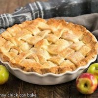 Perfect apple pie from scratch in a white pie plate
