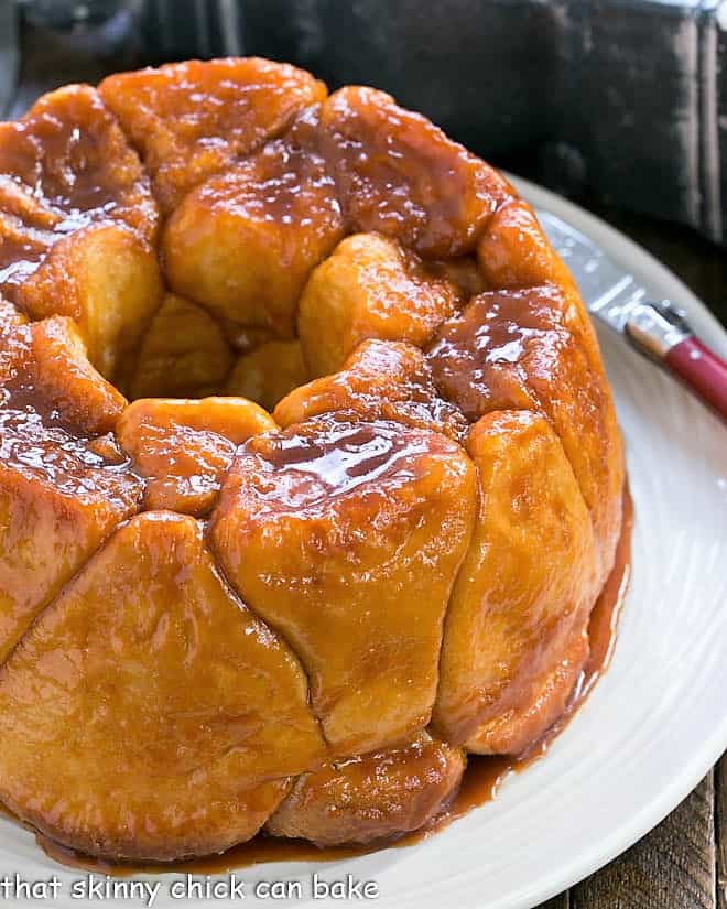 Easy Monkey Bread on a white serving plate.