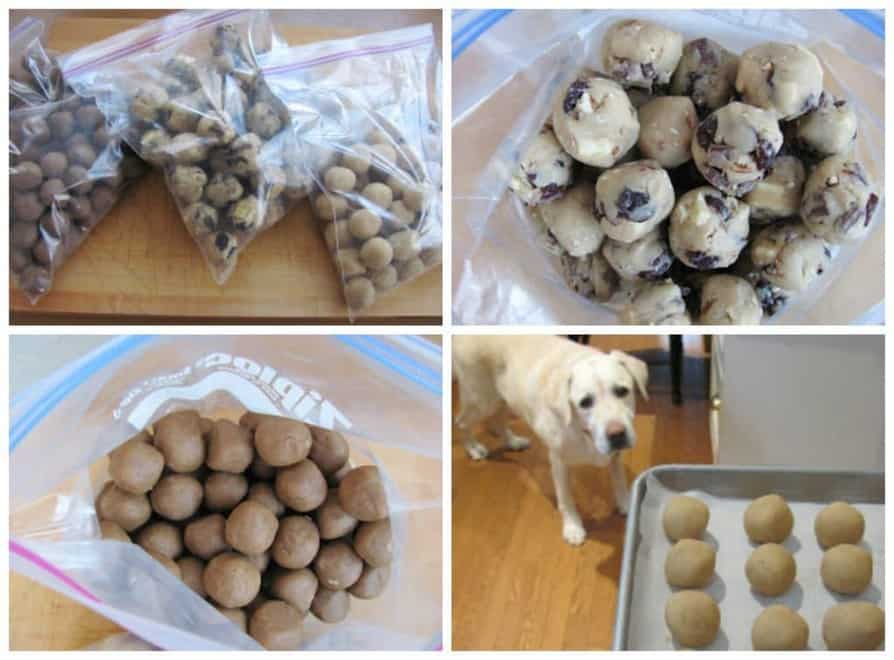 How to Freeze Cookie Dough photo collage of cookie dough balls