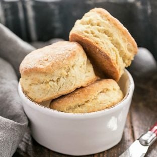 A bowl of homemade buttermilk biscuits