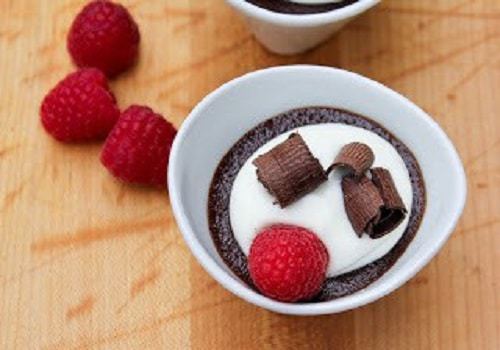Chocolate pots de crème with white chocolate whipped cream
