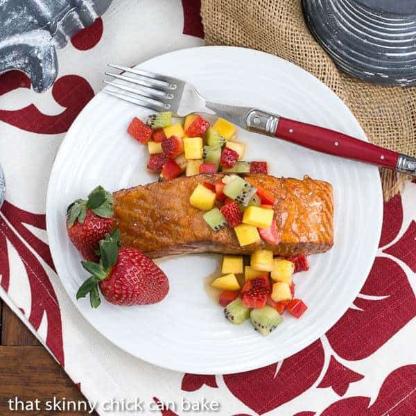Glazed Salmon with Fruit Salsa | Perfect entree cooked on the grill or in the oven