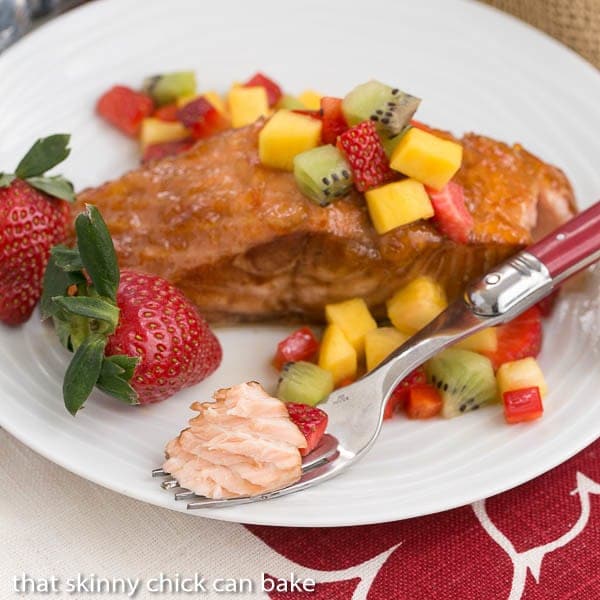 Glazed Salmon with Fruit Salsa | Perfect entree cooked on the grill or in the oven.