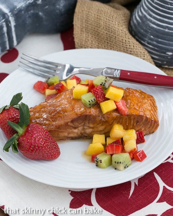 Glazed Salmon with Fruit Salsa | Perfect entree cooked on the grill or in the oven