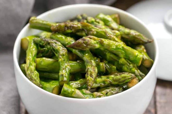 Asian Stir Fried Asparagus | An easy side dish with soy, garlic and sherry.