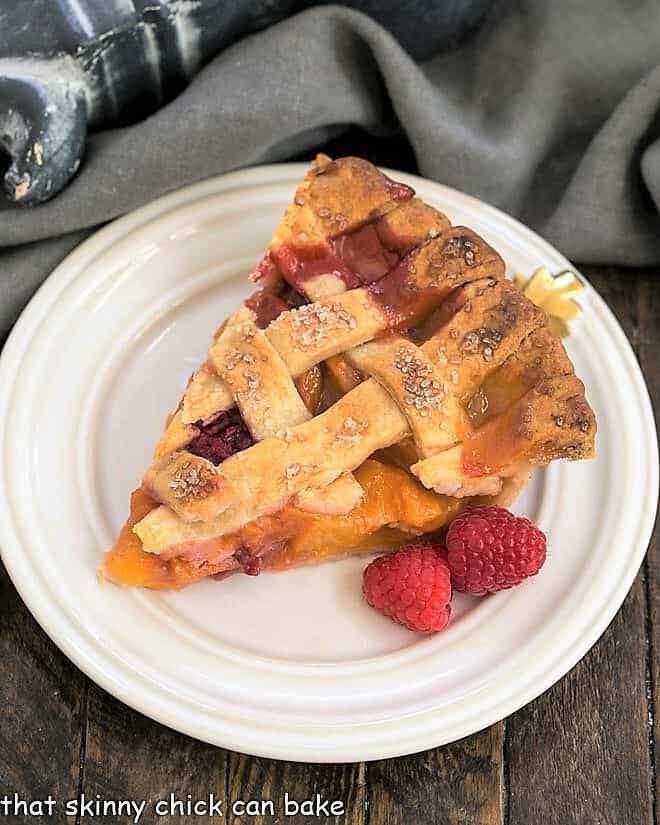 Lattice Topped Peach Raspberry Pie