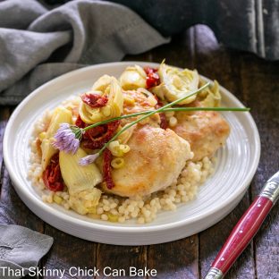 Skillet chicken with Israeli couscous