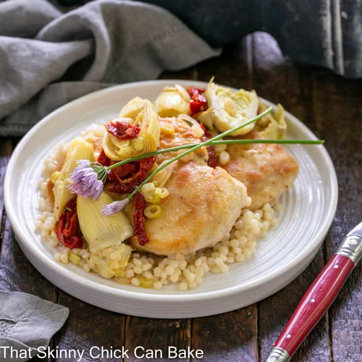 Skillet chicken with Israeli couscous