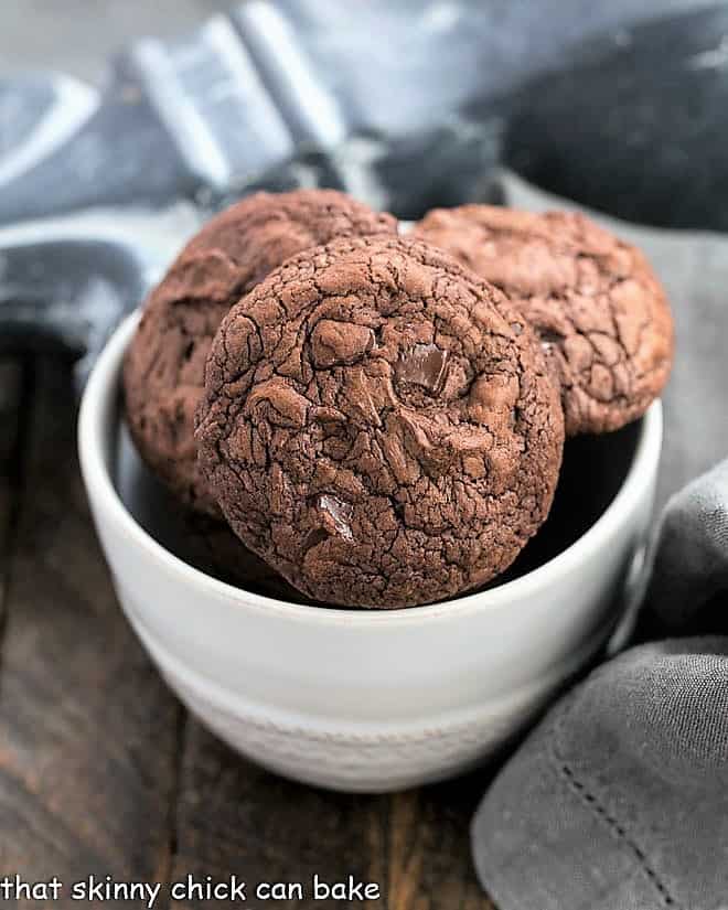 Black Gold Cookies in a small white bowl