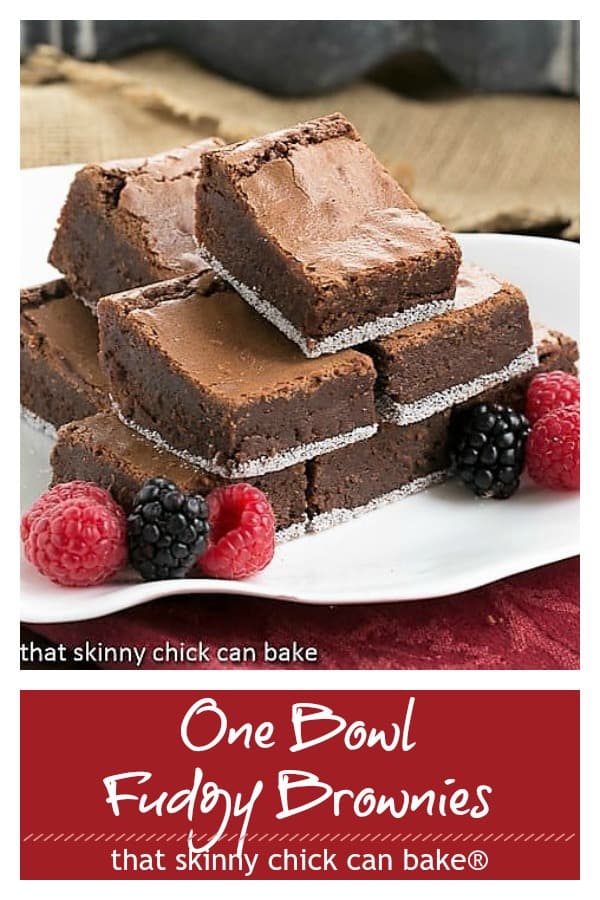 One Bowl Fudgy Brownies - The BEST Fudgy brownies are so easy, irresistible and only one bowl to wash! #brownies #easybrownies #fudgybrownies #chocolate #easyrecipe #thatskinnychickcanbake One bowl fudgy brownies pinterest collage