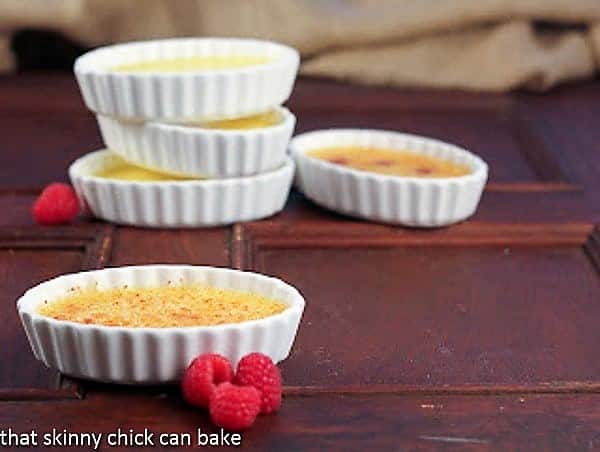 5 dishes filled with raspberry creme brulee