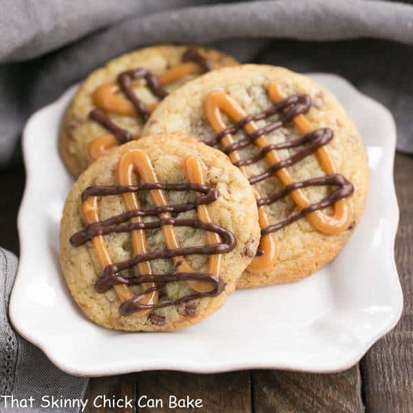 Toffee Cookies on a square white plate