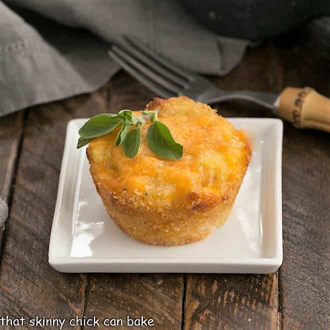 one potato cup on a square ceramic plate