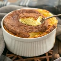 French Gruyere Souffle - a dreamy cheese souffle flavored with French Swiss cheese, nutmeg and a pinch of cayenne