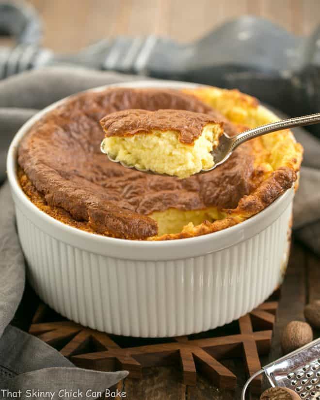 French Gruyere Souffle - a dreamy cheese souffle flavored with French Swiss cheese, nutmeg and a pinch of cayenne