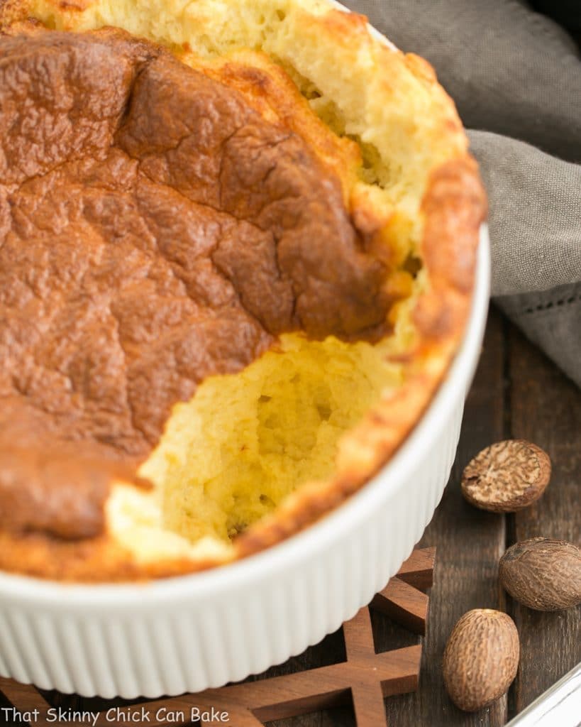 Inside view of a French Gruyere Souffle