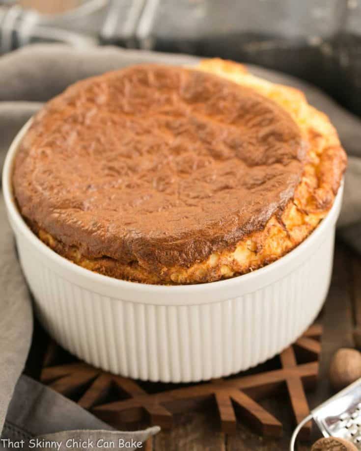 French Gruyere Souffle - a dreamy cheese souffle flavored with French Swiss cheese, nutmeg and a pinch of cayenne