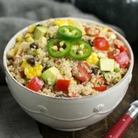 Quinoa Black Bean Salad with Lime Cumin Vinaigrette