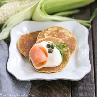 Fresh Corn Pancakes | Simple mini pancakes made with sweet corn and garnished to the hilt!