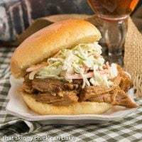 Pulled Pork Sandwiches | Slow roasted pork with an amazingly flavorful dry rub is shredded and mixed with a vinegar based BBQ sauce