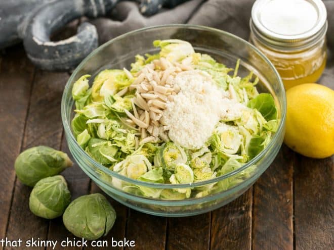 Ingredients to make brussels sprouts salad.