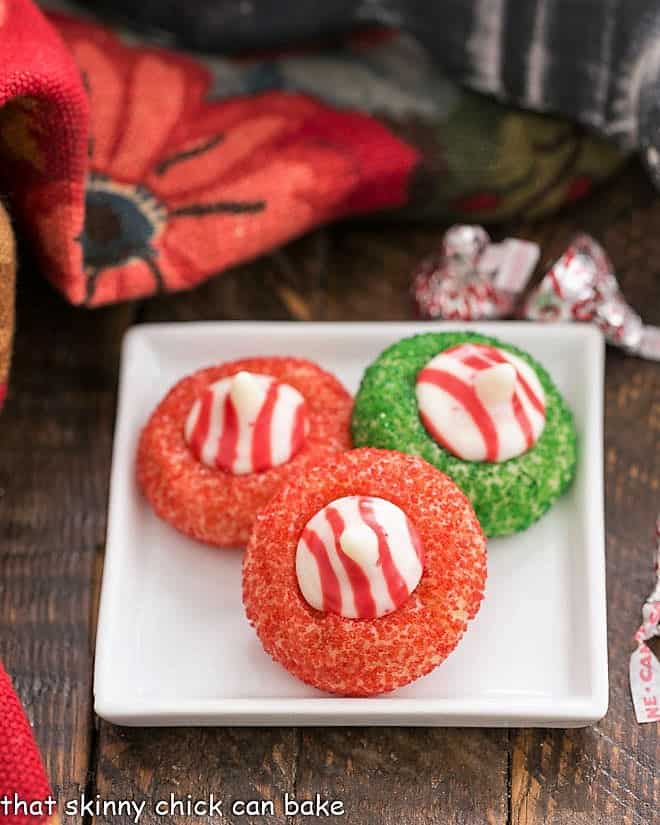 Candy Cane Blossoms on a square white plate