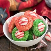 Candy Cane cookies in a white bowl