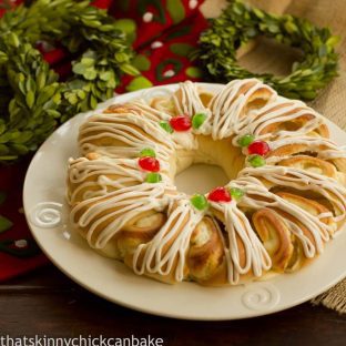 Holiday Cream Cheese Tea Roll on a white plate