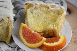 Slice of orange coffee cake