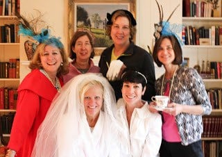 A group of friends celebrating the royal wedding.