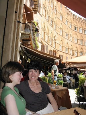 In Sienna, Italy, eating lunch.