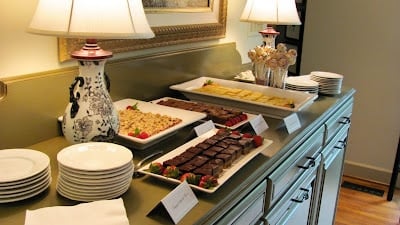 White Chocolate Dipped Cheesecake Pops on the dessert buffet 