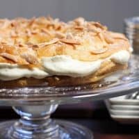 Paris brest on a glass pedestal