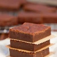 Stack of one bowl fudgy brownies