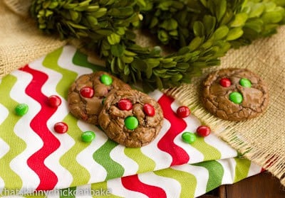 Holiday Truffle Cookies on a patterned napkin.