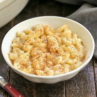 Classic Macaroni and cheese in a white bowl