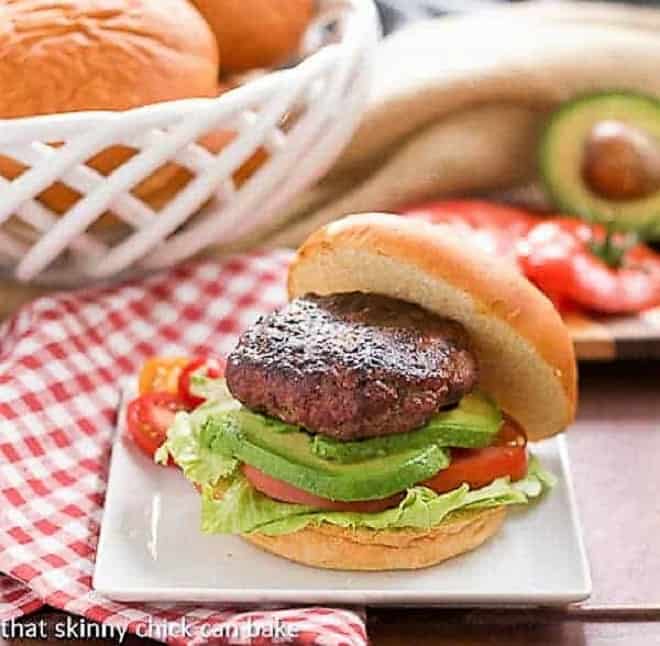 California Burgers on a white plate.