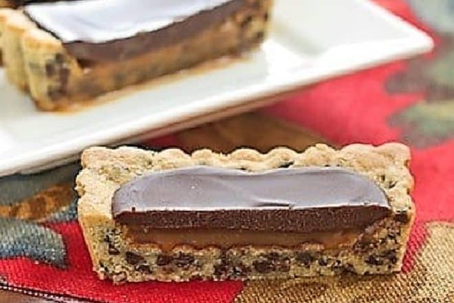 Chocolate Chip Cookie Tart with Caramel and Chocolate Glaze featured image