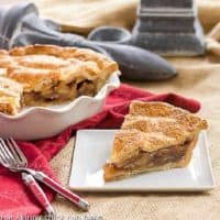 Classic Apple Pie slice on a square white plate
