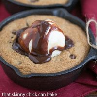 Skillet Chocolate Chip Cookie | A gooey, chewy cookie baked in a skillet!