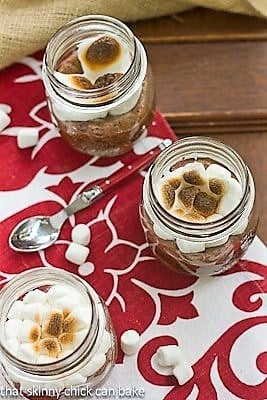 S'mores Brownies in Jars overhead view