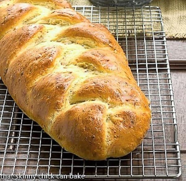 Parmesan Prosciutto Bread on a cooling rack.