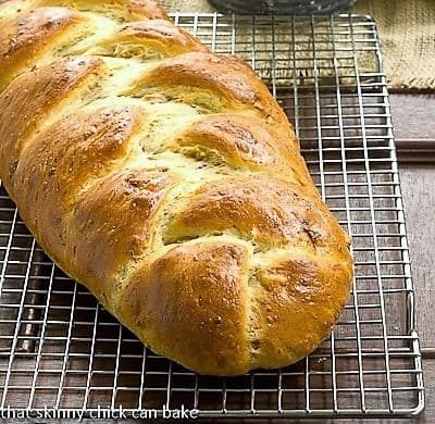 Parmesan Prosciutto Bread on a cooling rack